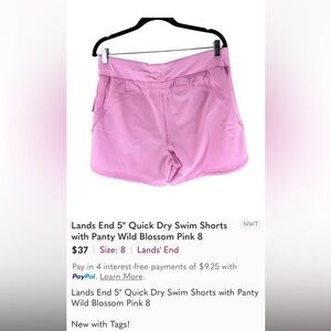 Lands End 5" Quick Dry Swim Shorts with Panty Wild Blossom Pink 8